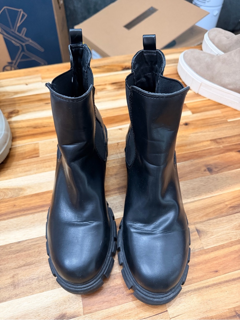 Madden Girl Black Chunky Chelsea Ankle Boots